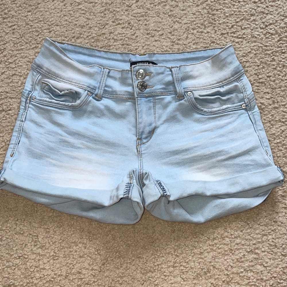 Light wash jean shorts